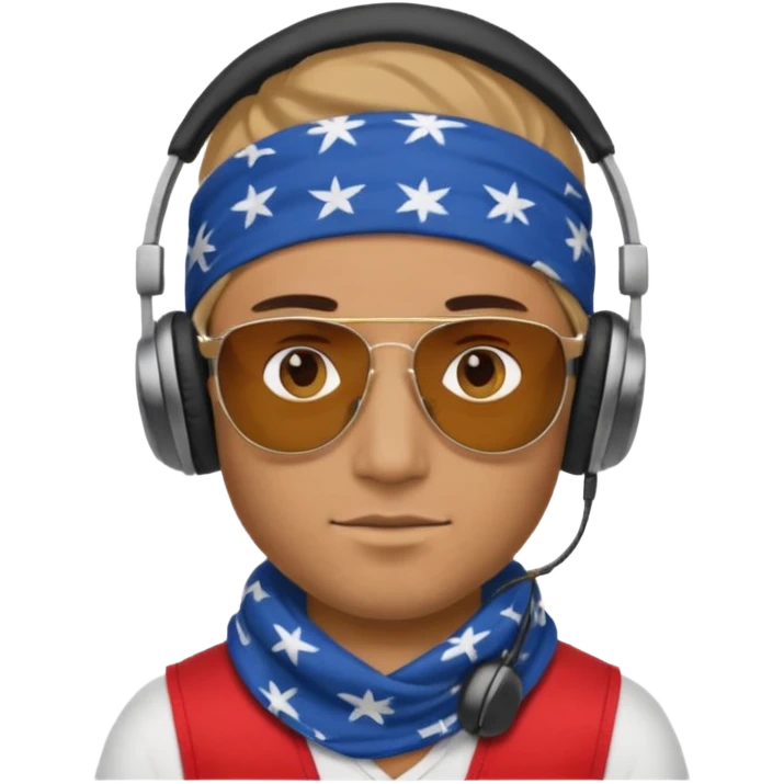 man with shades, headphones and bandana emoji