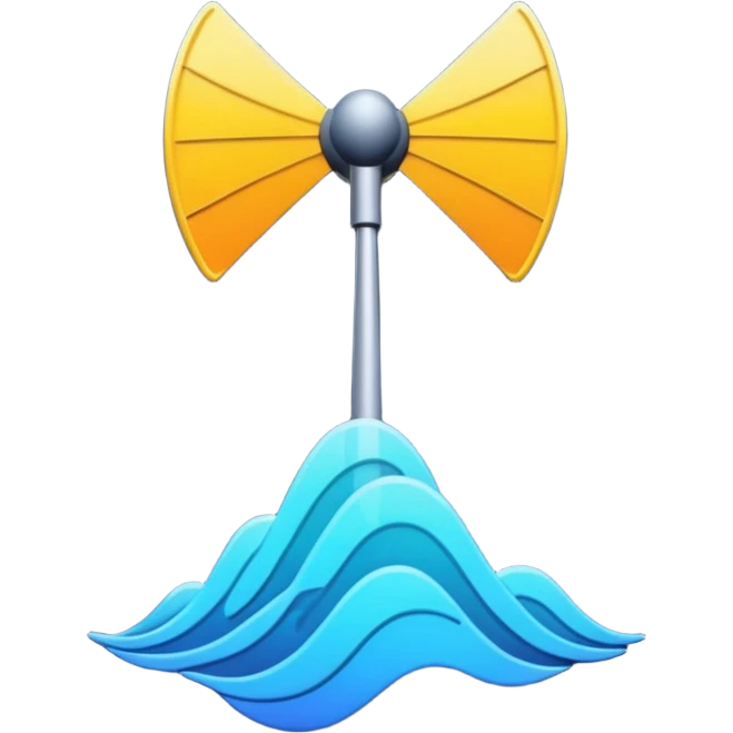 Minimalist emoji-style sticker of an old-school antenna with distorted, glitched signal waves. Clean icon style. emoji