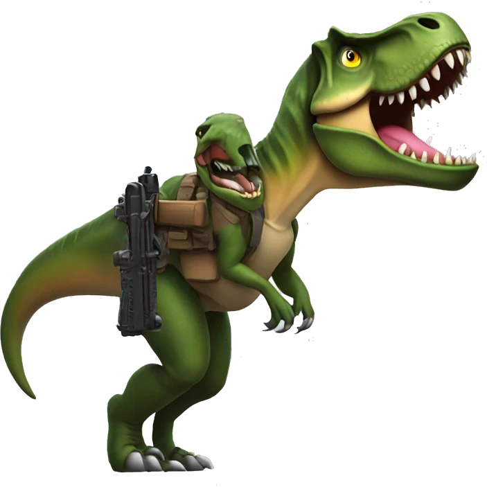 T-rex with a shotgun emoji