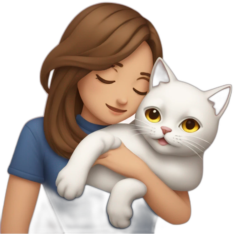 Gato durmiendo con una chica emoji