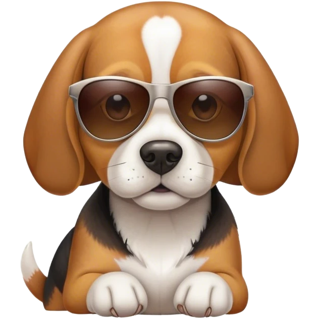 Beagle wearing sunglasses with a mean mug  emoji