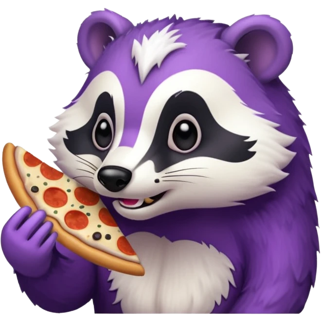 badger eating pizza purple and white emoji