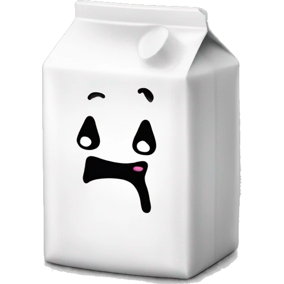 black and white milk carton with the words Leche DGTL on it. emoji