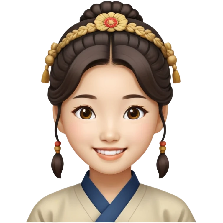 A smiling Korean girl with traditional Korean hairstyle emoji
