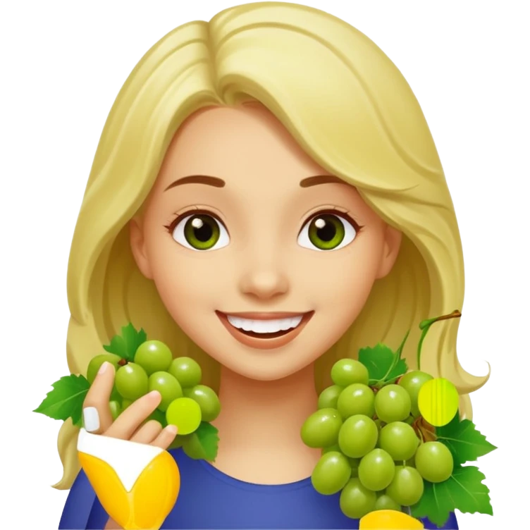 Light skinned girl eating grapes emoji