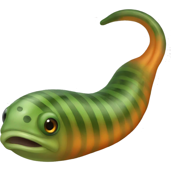 Green and orange striped leech emoji