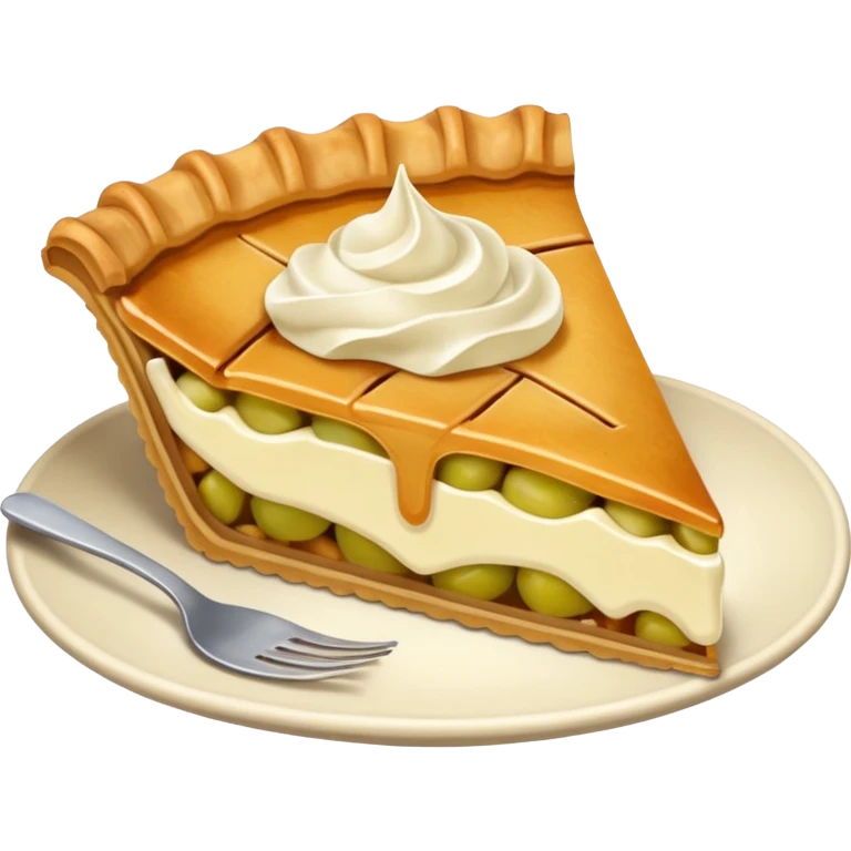 A slice of apple pie with  vanilla  cream emoji