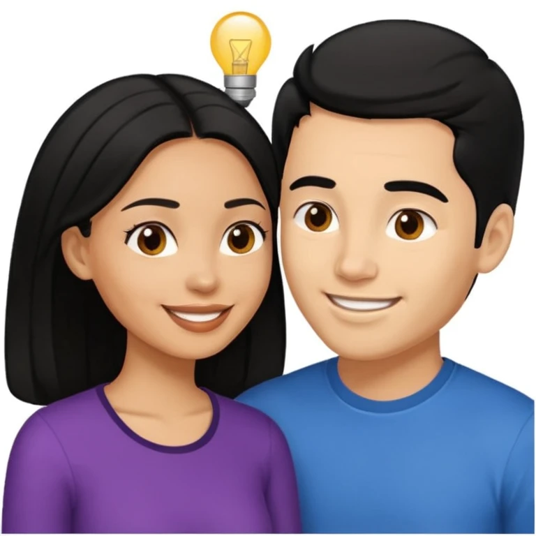 light skin black hair woman talking with a light skin black hair man, we're face to face and happy emoji