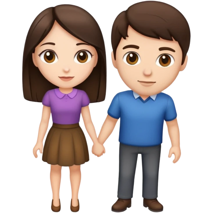 Brunette woman and brunette man standing together emoji