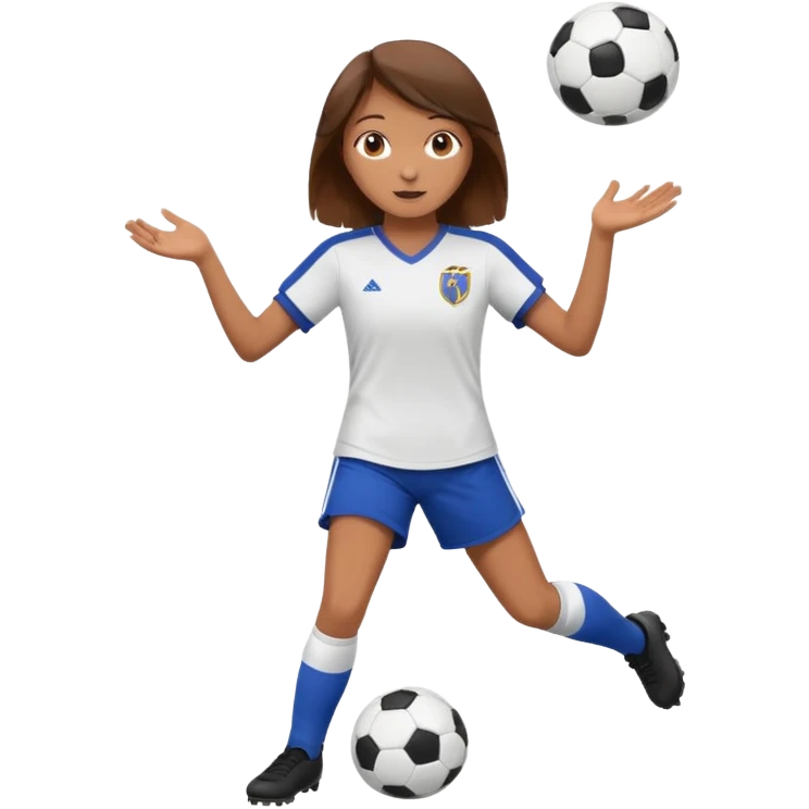 Can you make a girl with brown hair that is wearing a soccer uniform that is juggling a soccer ball emoji