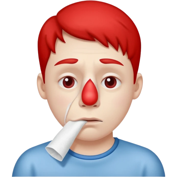 sick person with tissue on nose, fever and red nose. emoji