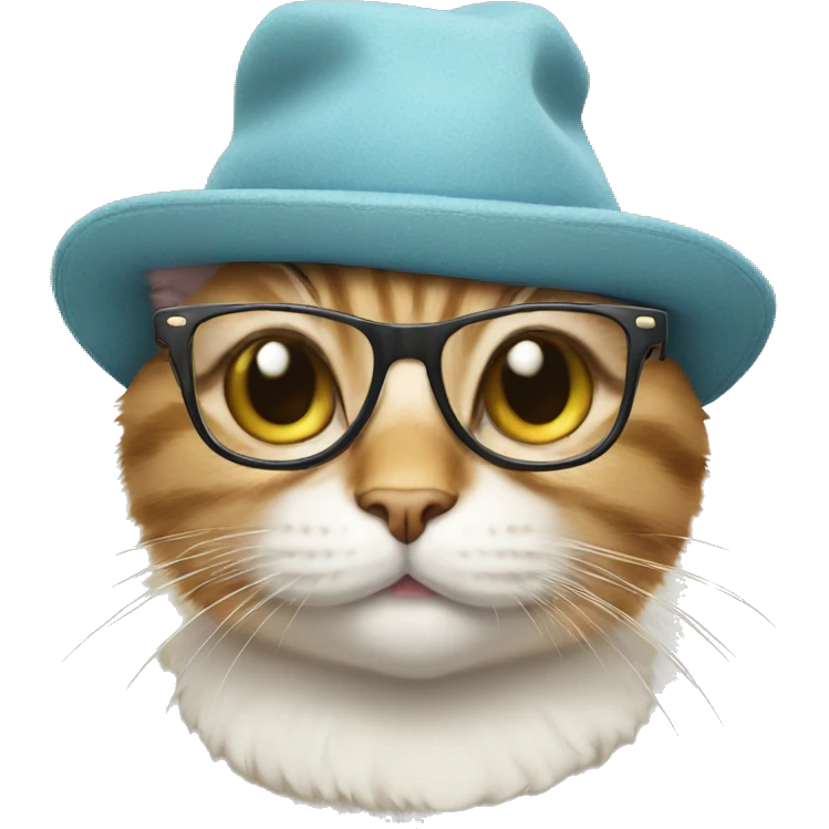 Cat wearing a hat and glasses  emoji