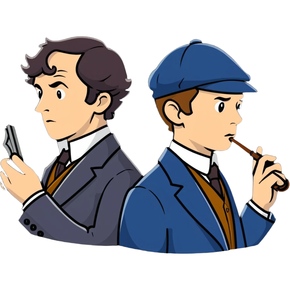Sherlock and Watson solving a mystery together emoji