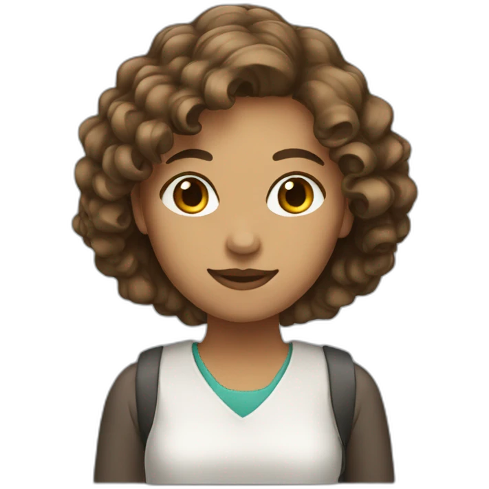 woman student, brown wave hair emoji