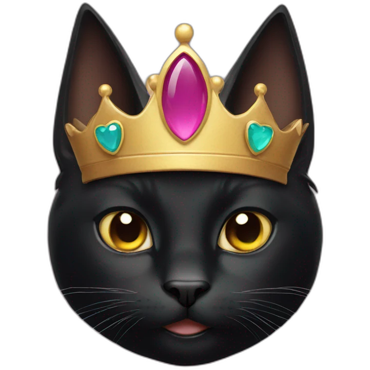 Black cat wearing a crown emoji