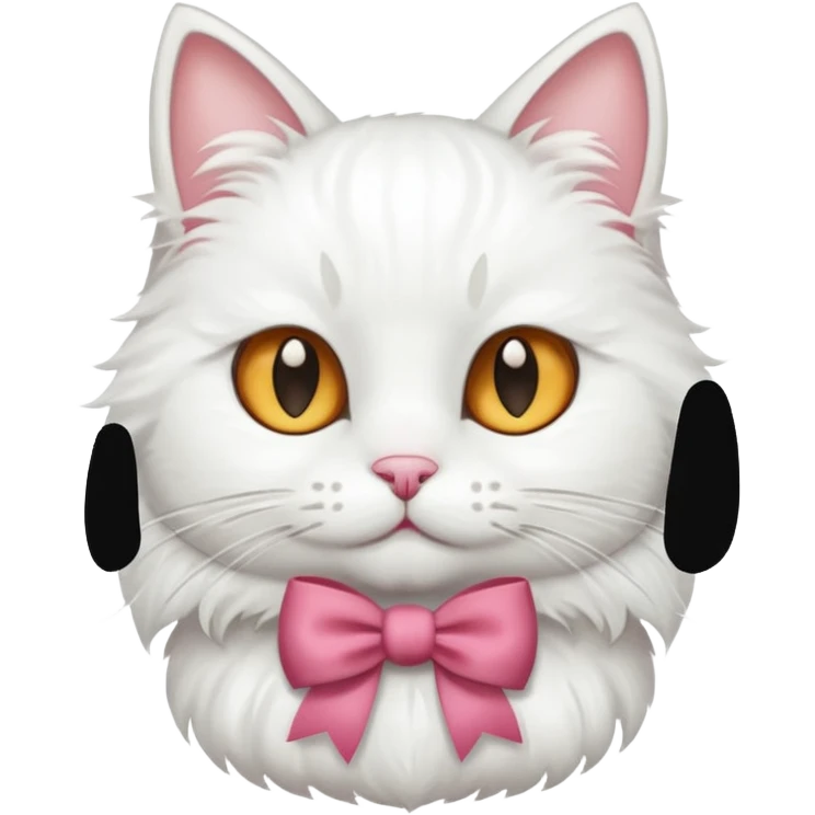 white cat with bow emoji