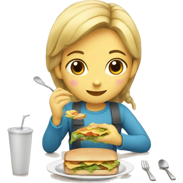 Girl eating lunch emoji