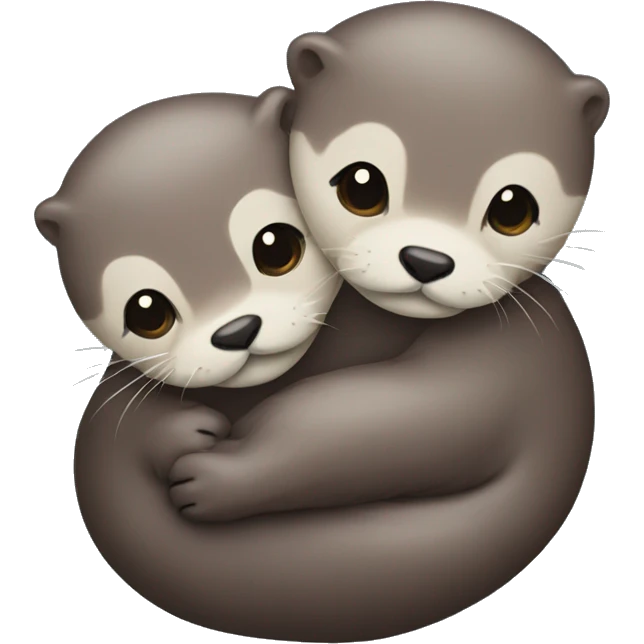 Iridescent  otters hugging emoji