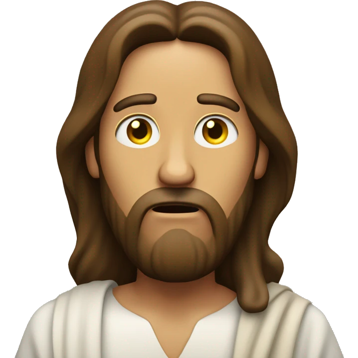 jesus with a confused face and three question marks above his head emoji