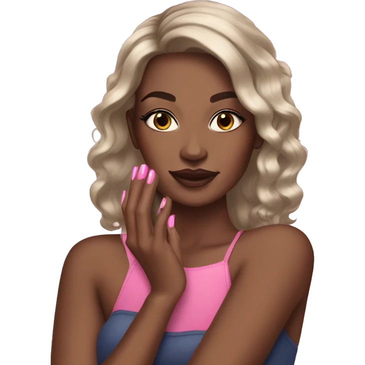 brunette skin pink nails  emoji