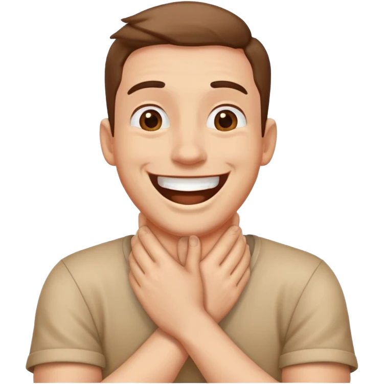 guy with hands crossed holding neck laughing  emoji