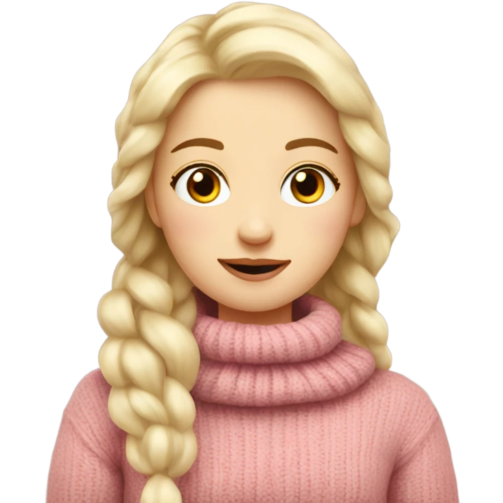 cozy beautiful finnish blond winter girl with brown pink sweater emoji