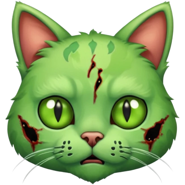 a super cute zombie green cat, look sad but not danger emoji