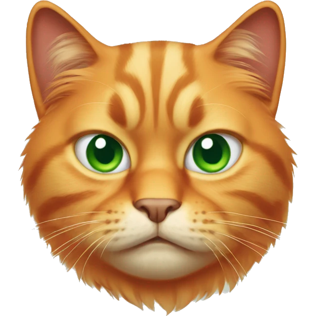 grumpy looking orange cat with green eyes  emoji