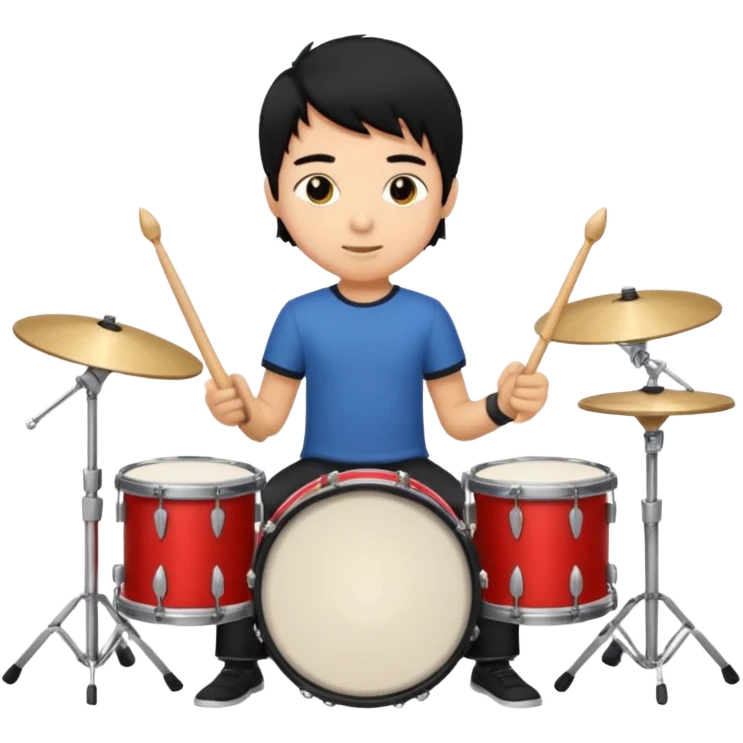 niño trigueño de cabello negro tocando la batería  emoji