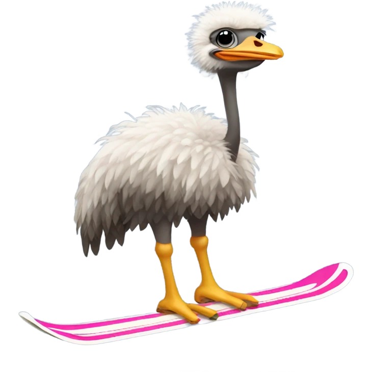 Ostrich on skis   emoji