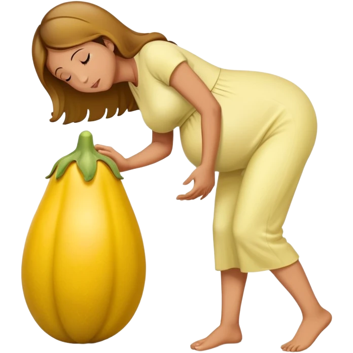 yellow eggplant combined with pregnant person and bowing person, bowing person in profile emoji
