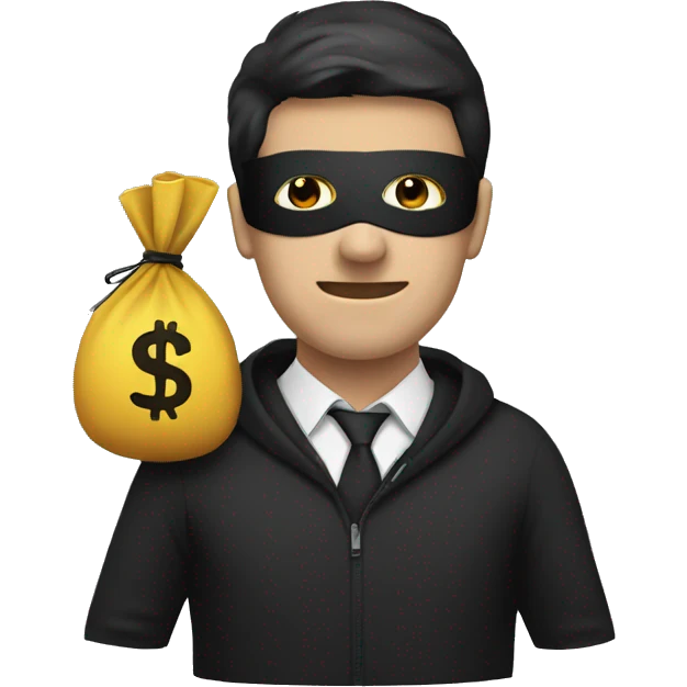 Guy with a black mask and money bag emoji