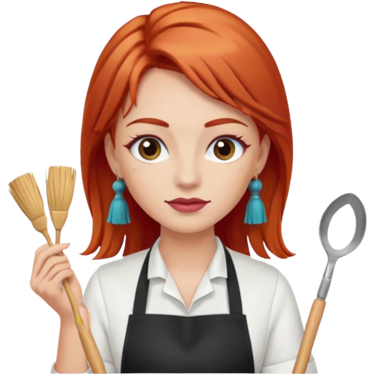 red-haired eyebrow artist with tassels emoji