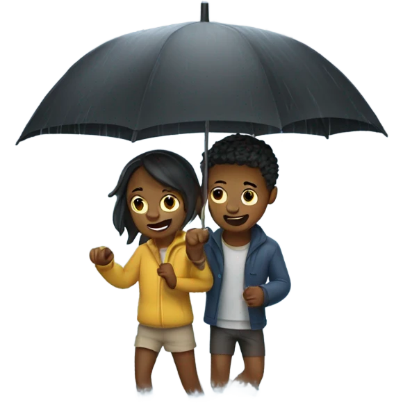 friends playing in the rain  emoji