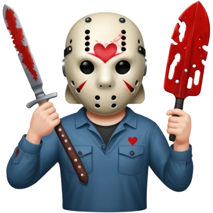 Jason Voorhees, looking cute, heart hands emoji