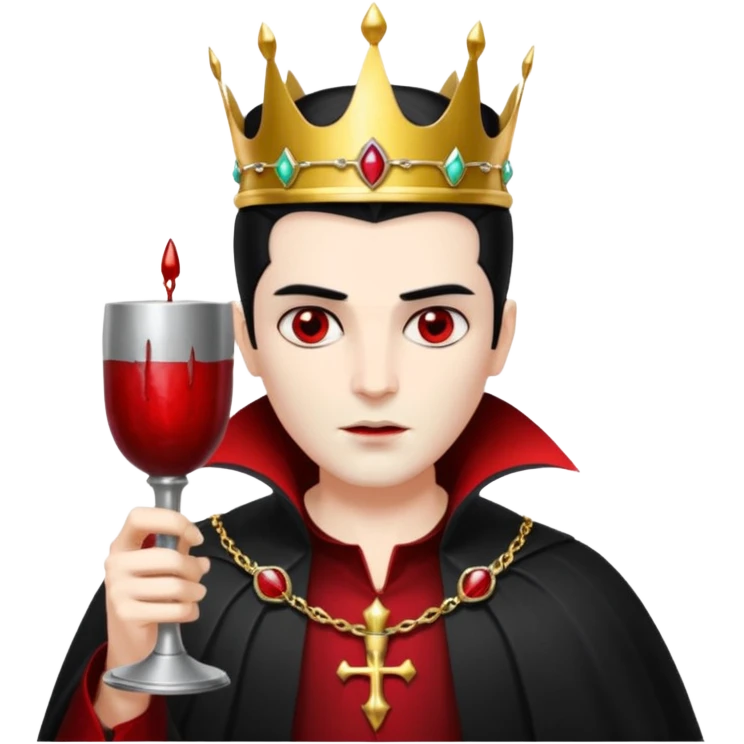 Vampire King, Vampire with slicked-back hair, wearing a crown, holding a goblet. emoji