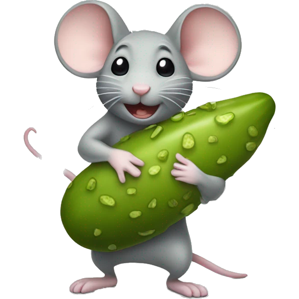 mouse carrying a pickle emoji
