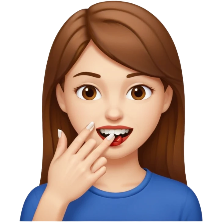 Une fille brune et blanche qui se mord l'ongle avec ses dents comme si elle draguait qqn emoji