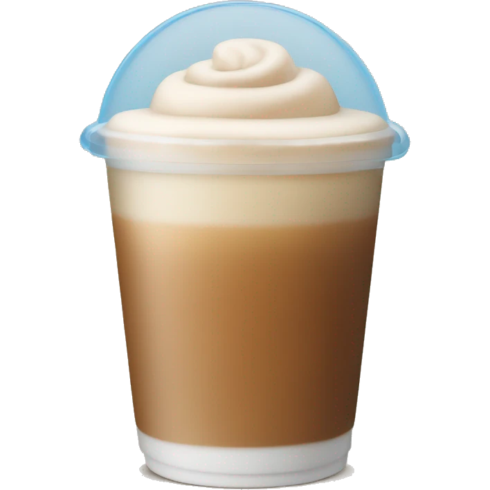 Iced latte in a plastic cup with cold foam emoji