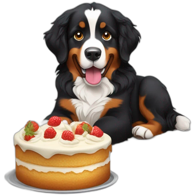 bernese mountain dog eating swiss dessert emoji