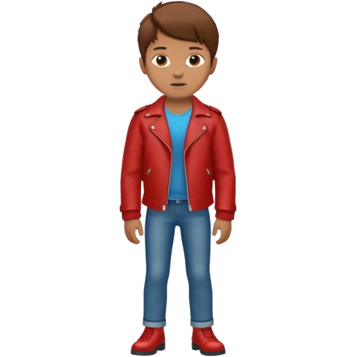 Boy in leather jocket, full body, different color leather jocket, close up emoji