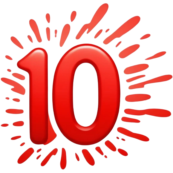 Bold red number 10000 with energetic double underlines like the 100 emoji, vibrant and dynamic design conveying extreme approval and excitement emoji
