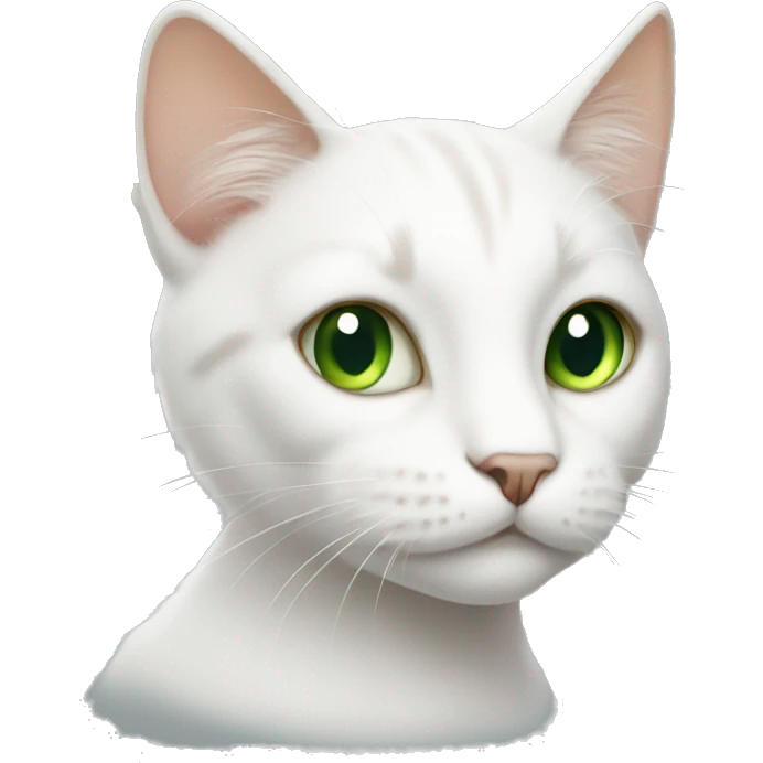 white cat, with light brown spots and tail, and green eyes emoji