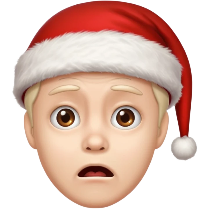 A terrified expression coupled with a Santa hat emoji
