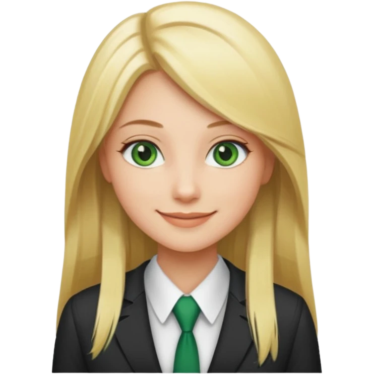 Green eyes office girl with straight long blonde hair barbie emoji
