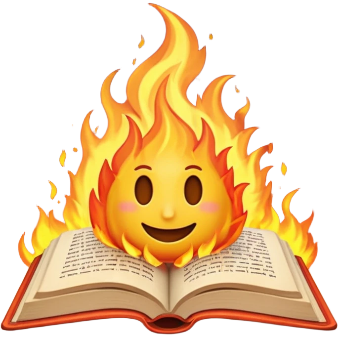 emoji writing in a book of fire emoji