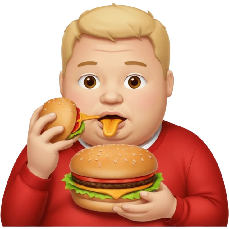 fat man eating bruger and drooling emoji