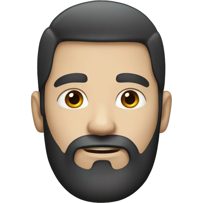 Man with dark hair, beard and white skin emoji