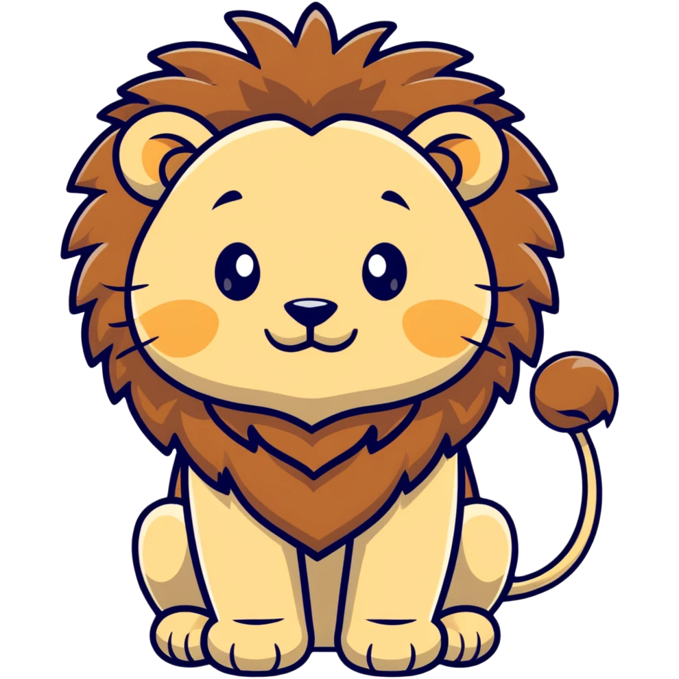 cute cartoon lion with fluffy mane emoji