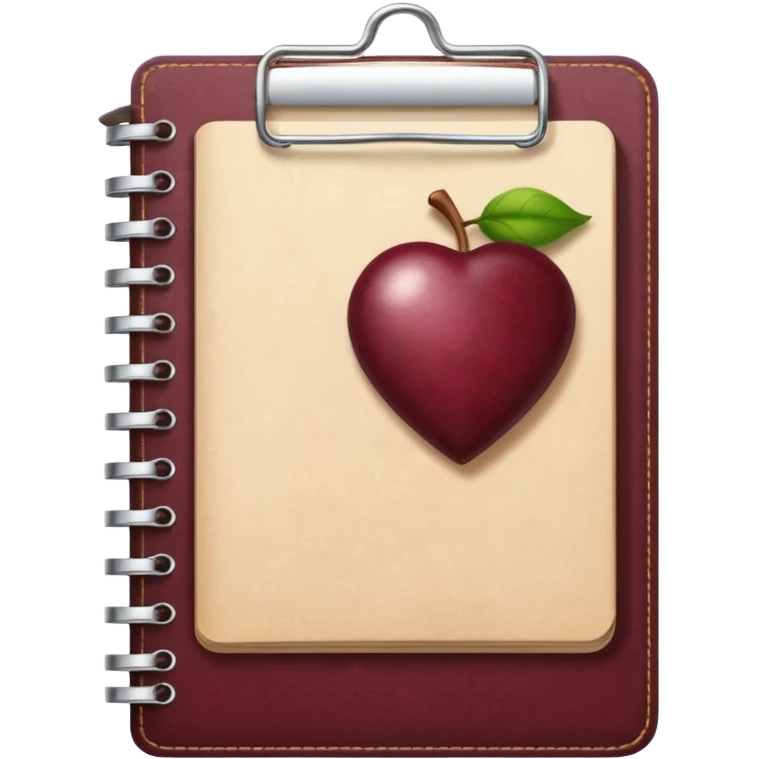 HAZ UN planificador de lista de objetivos en color vinotinto/rojo carmesí brillante, con hojas de cuaderno blancas emoji